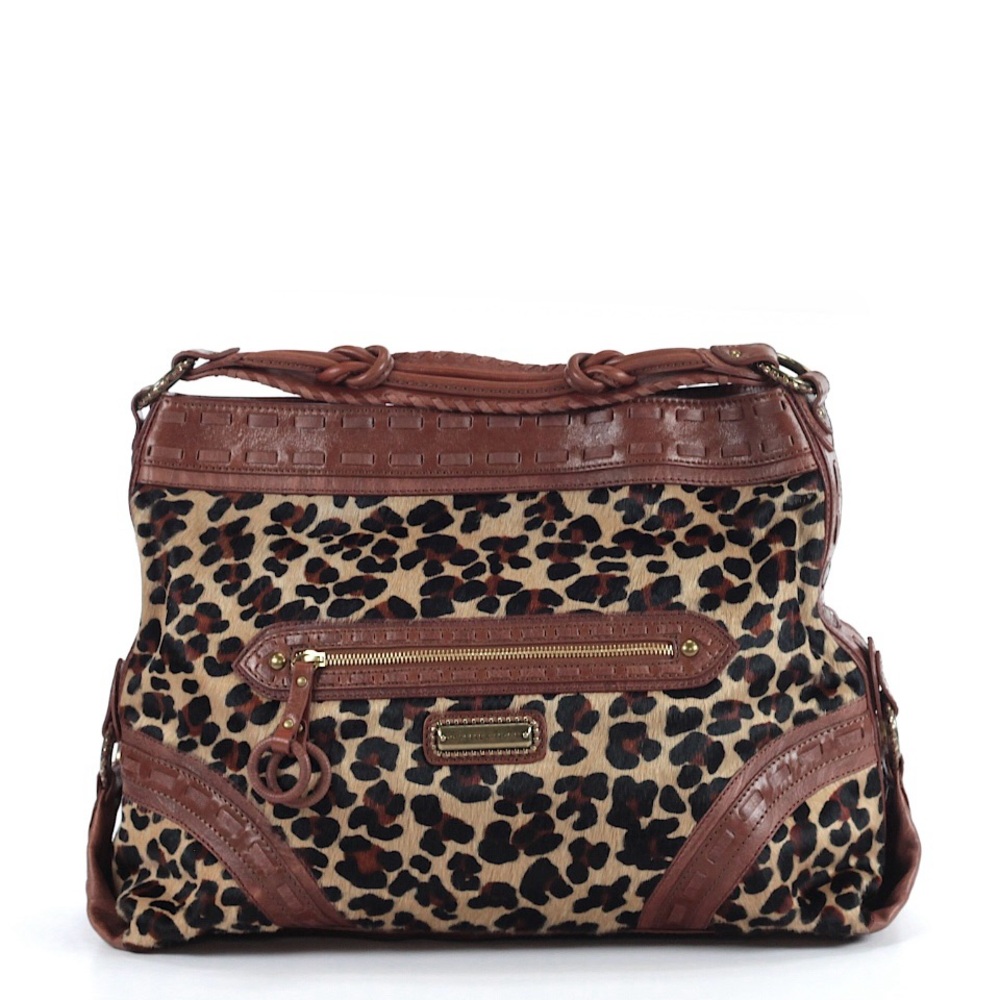 *SOLD*Isabelle Fiore Leather/Leopard Print Trim Shoulder Bag *SOLD*
